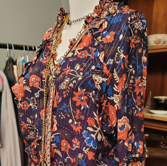 NWT Dance & Marvel Floral Fall Dress Sz L - Picture 5 of 11